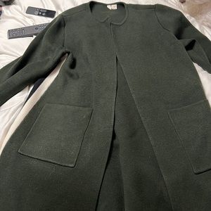 Moth dark green open sweater cardigan coat, size M
